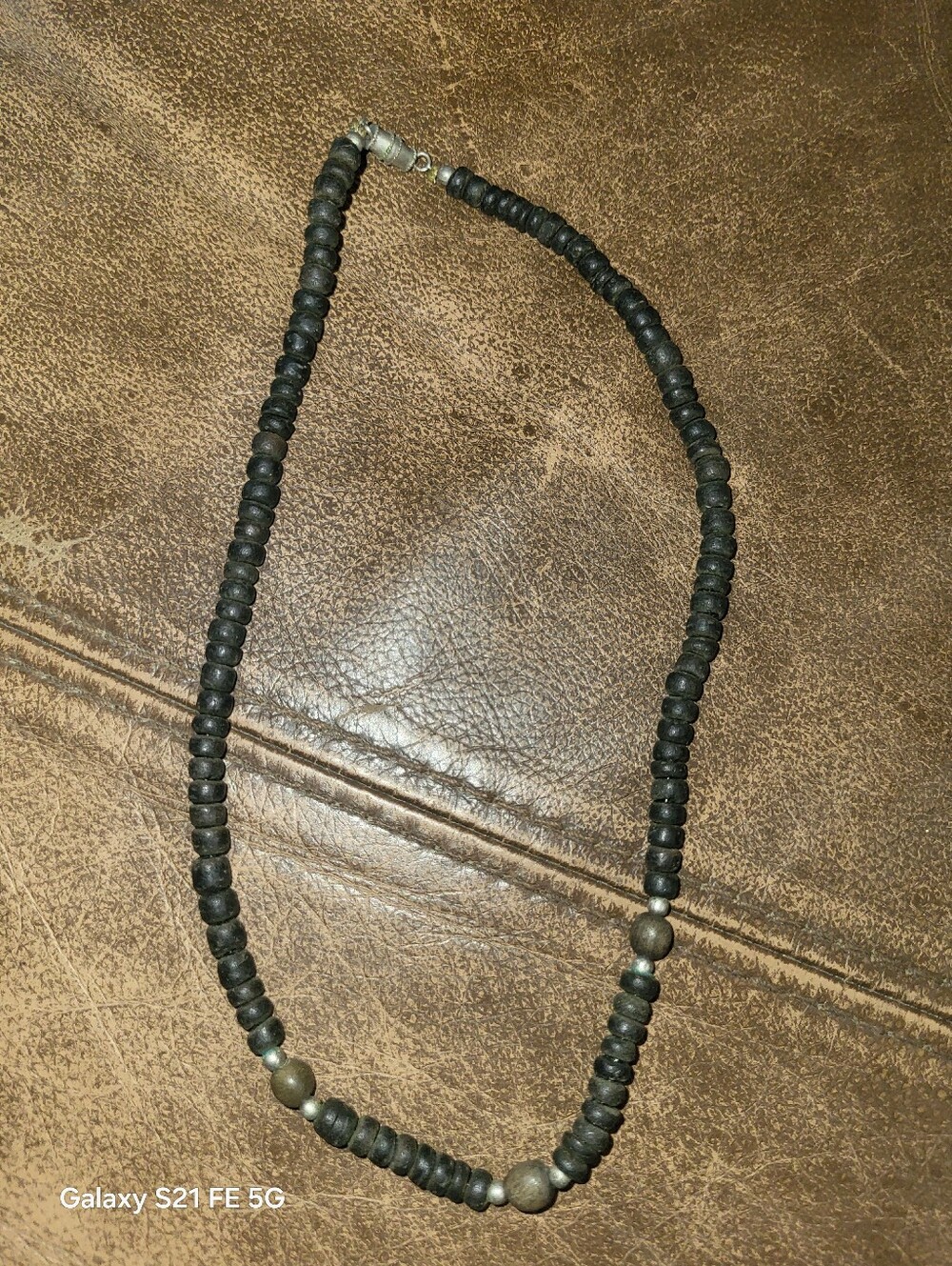 Vintage Boho Matte Black Beaded Necklace Minimalist Surfer / Unisex Style